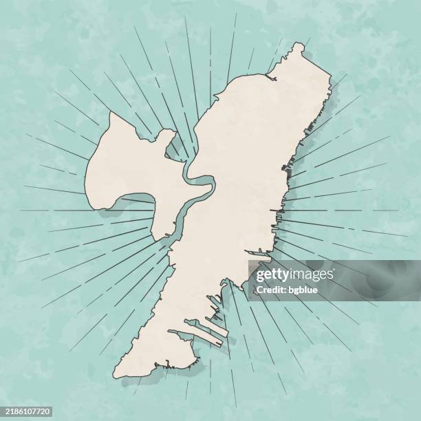 hudson county, new jersey. map in retro vintage style - old textured paper - jersey city stock illustrations