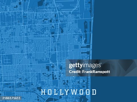 Hollywood FL City Vector Road Map Blue Horizontal Hollywood FL City Vector Road Map Blue Horizontal