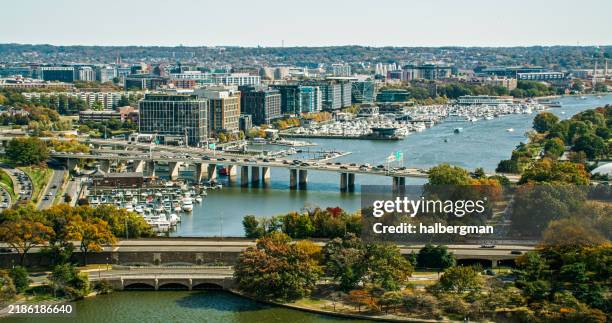 aerial shot of district wharf in washington, d.c. - urban renewal stock pictures, royalty-free photos & images