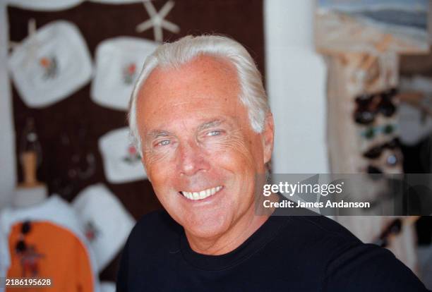 Le styliste italien Giorgio Armani en vacances à Saint-Tropez, 1er Aout 1997.