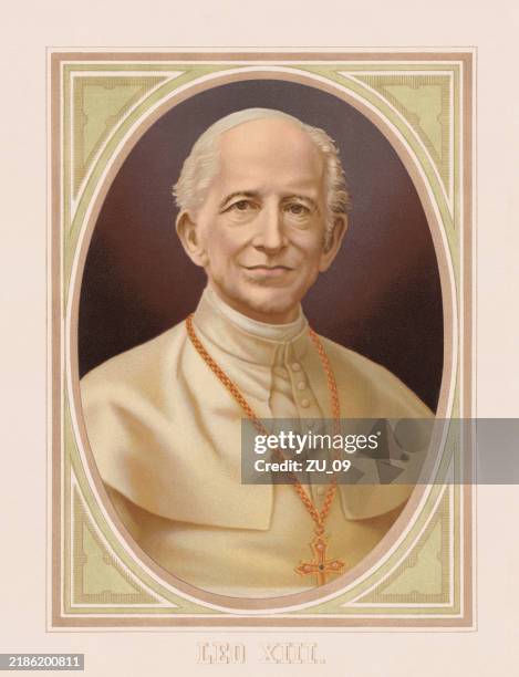 pope leo xiii (1810 - 1903), chromolithograph, published in 1883 - pope leo xiii stock illustrations
