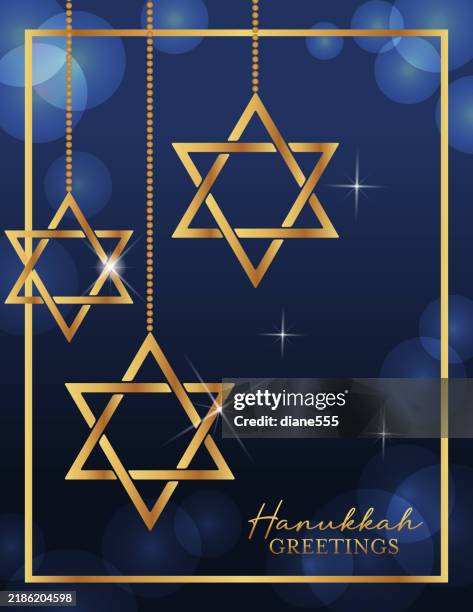 hanukkah card with the star of david on a deep blue background - hanukkah stock illustrations