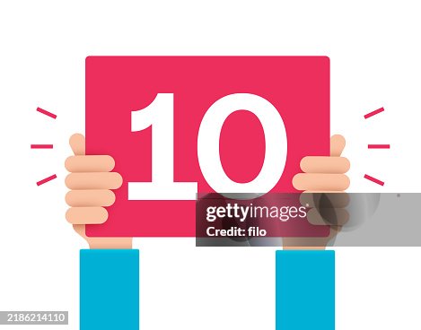 Person Judging Holding Aloft Review Feedback Score Card Person Judging Holding Aloft Review Feedback Score Card
