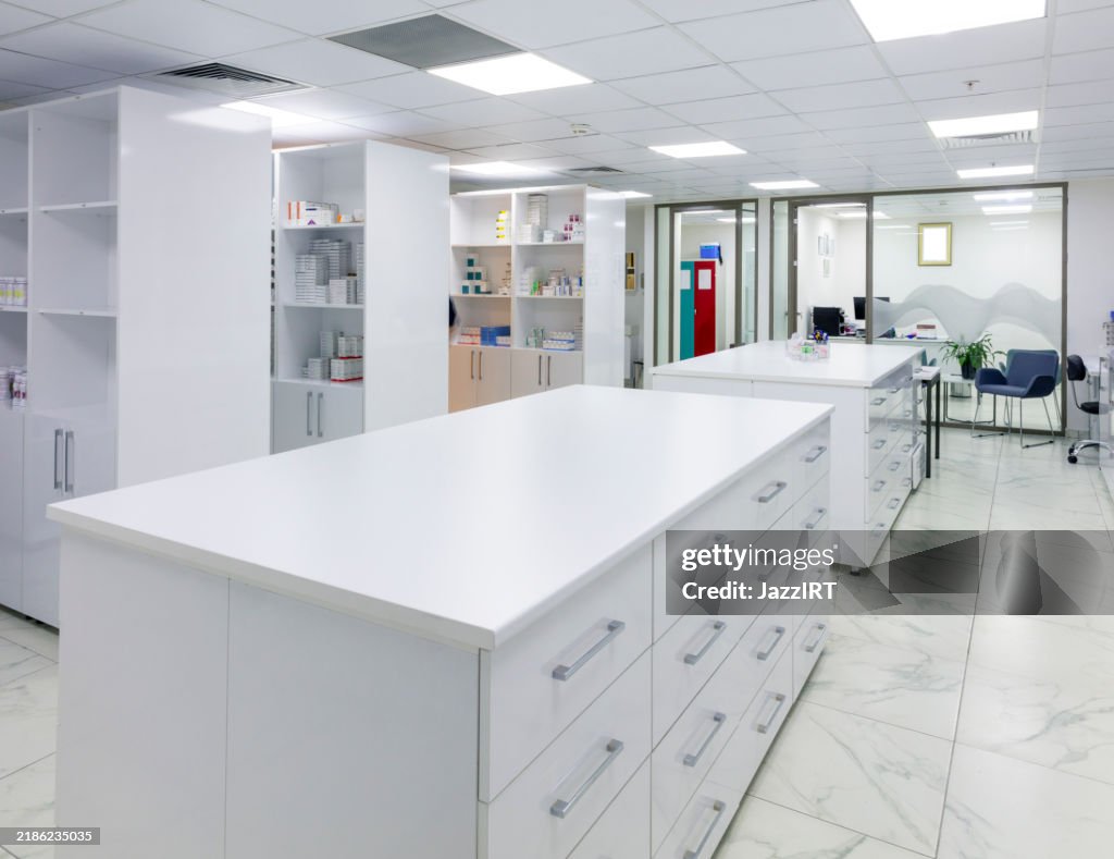 Large modern pharmacy. Inside the hospitality industry.