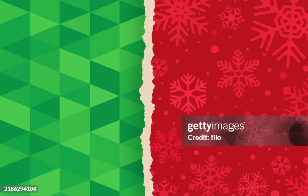 illustrazioni stock, clip art, cartoni animati e icone di tendenza di carta da regalo delle vacanze di natale sfondo astratto - carta regalo strappata