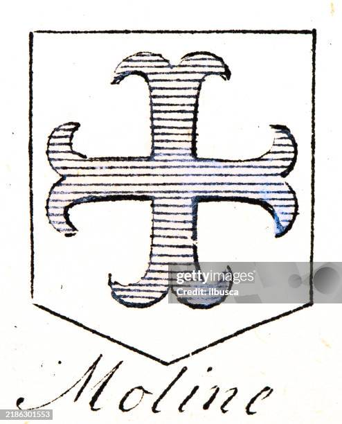 heraldry, coat of arms elements and families: moline - moline illinois stock illustrations