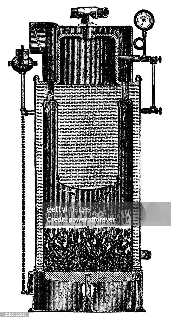 First Steam Radiator Victorian Coal Powered Steam Radiator Cutaway 19th Century High-Res ...