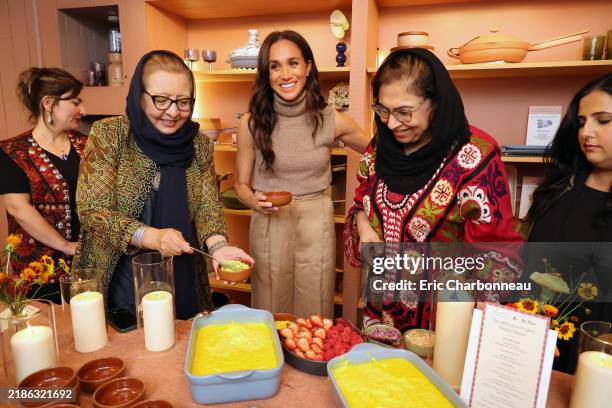 Meghan, Duchess Of Sussex attends Holiday Dinner for The Welcome Project in Celebration of Community at Our Place on October 26, 2024 in Venice,...