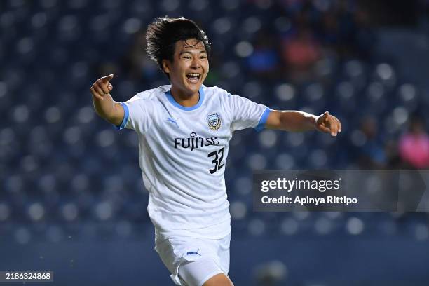 Soma Kanda of Kawasaki Frontale celebrates after scoring the team's third goal during the AFC Champions League Elite East Region match between...