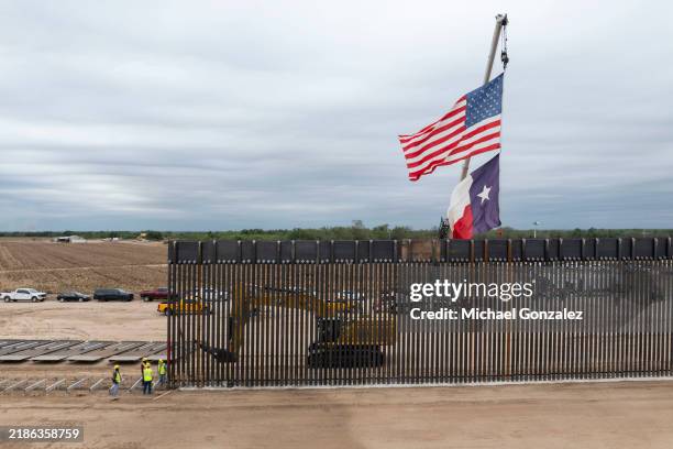The site of ongoing state-sponsored border wall construction where Texas Land Commissioner Dawn Buckingham held a news conference on November 26,...