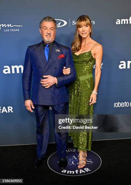 Sylvester Stallone and Jennifer Flavin Stallone attend amfAR Las Vegas at Wynn Las Vegas on November 22, 2024 in Las Vegas, Nevada.