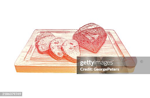 Sliced bread on bread board Sliced bread on bread board