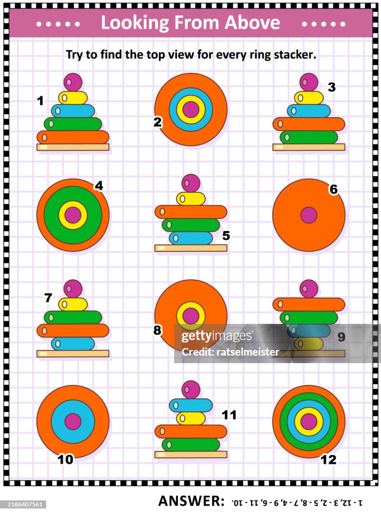 Stack Rings Puzzle Math Visual Puzzle With Colorful Wooden Ring Stacking Toys Try To Find ...