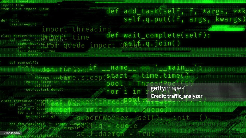 Green Glitch Code Background High-Res Vector Graphic - Getty Images