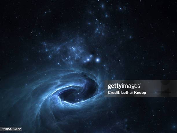 digitally created 3-dimensional starry sky with galaxies, nebulae, gas clouds, black holes and dark matter based on fractal mathematics - space nebulas stock pictures, royalty-free photos & images