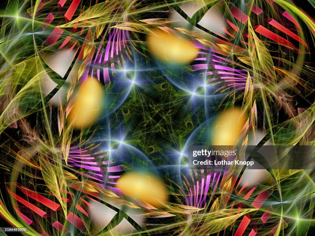 Trance-like, psychedelic, 3-dimensional labyrinth generated with mathematical formulas based on flame fractals