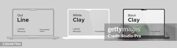 laptop mockup clay vector design similar to macbook template - laptop stock illustrations
