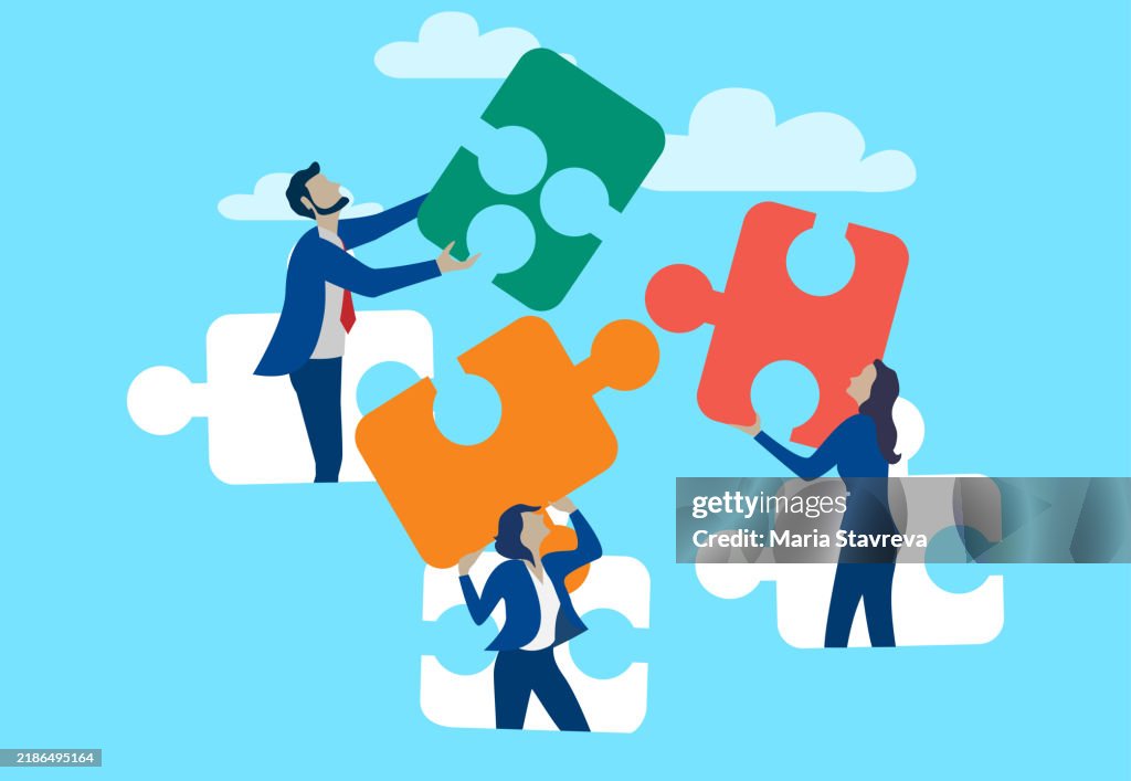 Team Working Out Problem Solving Picture The Concept Of Teamwork Solving Problem High-Res Vector Graphic - Getty ...