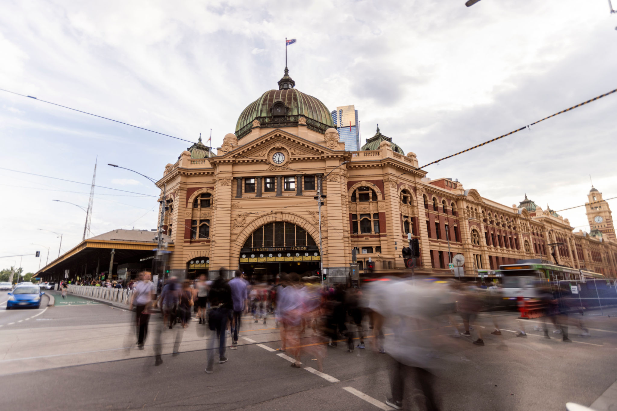 Train Station on Flinders Street in Melbourne Train Station on Flinders Street in Melbourne