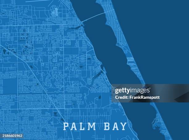palm bay fl city vector road map blue horizontal - indian river lagoon stock illustrations