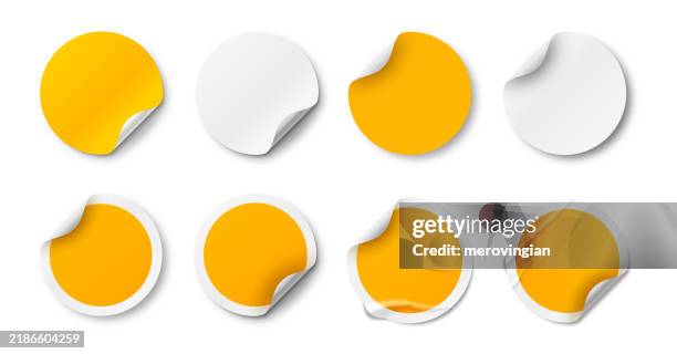 stockillustraties, clipart, cartoons en iconen met realistic set of stickers with folds and wrinkles - goedkoop