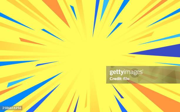 bright yellow burst abstract excitement background - yellow explosion background stock illustrations