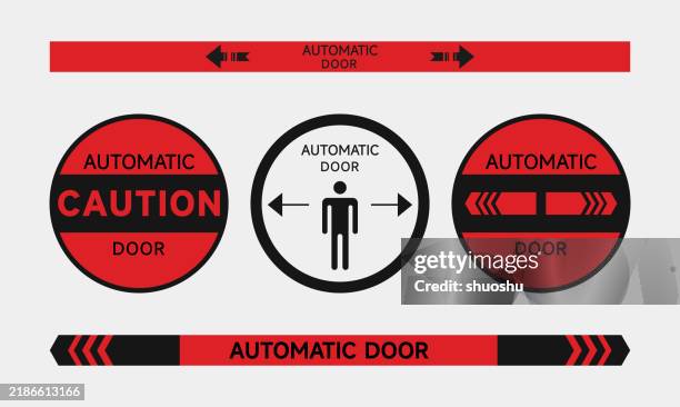 set of smart automatic door sign button - automatic stock illustrations