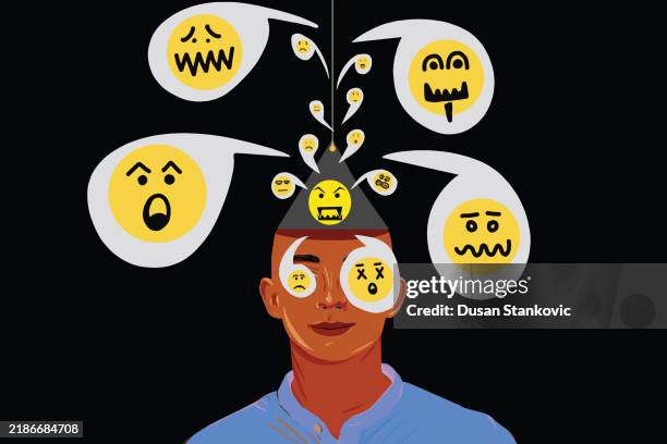 teenage boys can experience adolescence with negative emotions - wow word bubble stock illustrations