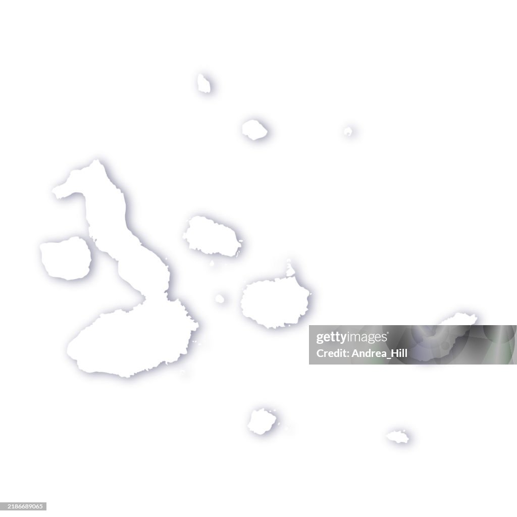 Galapagos Islands Map with a Soft Drop Shadow Vector Map