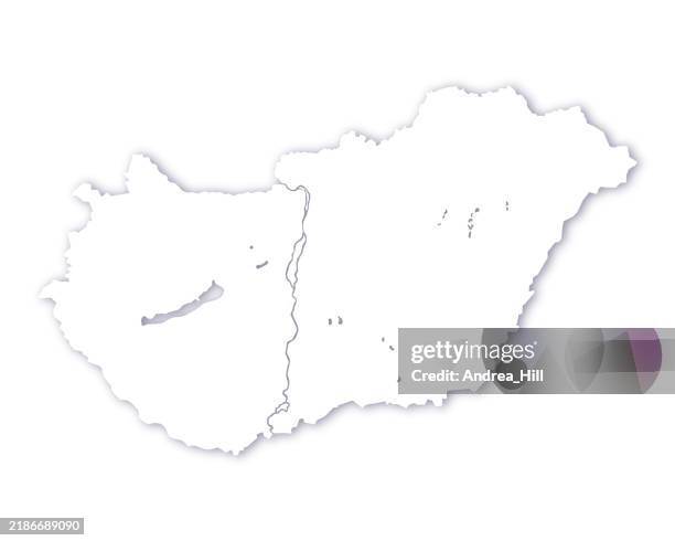 hungary map with a soft drop shadow vector map - balaton stock illustrations