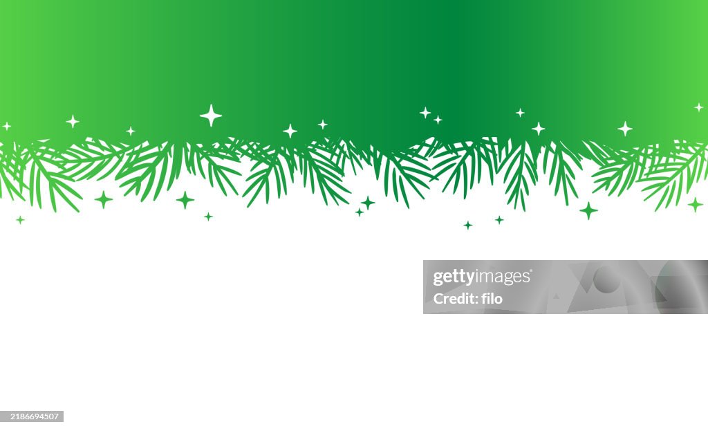 Holiday Christmas Green Pine Tree Border Background