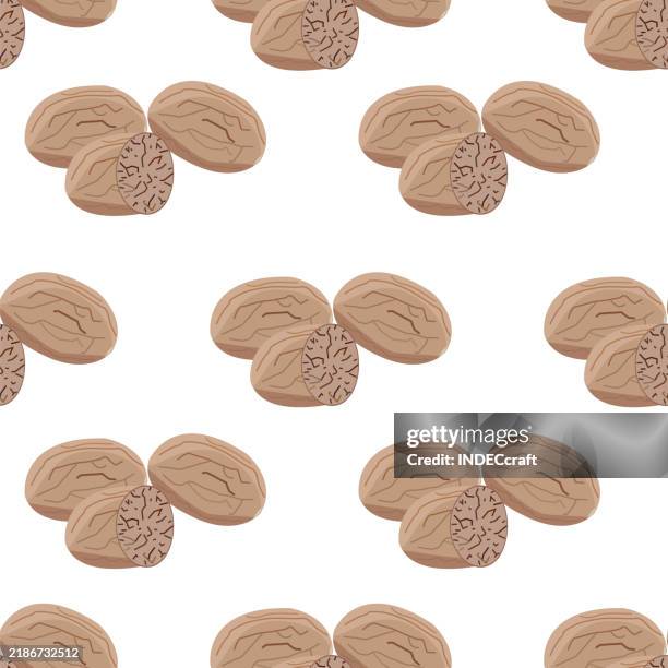 nutmeg seamless pattern - nutmeg stock illustrations