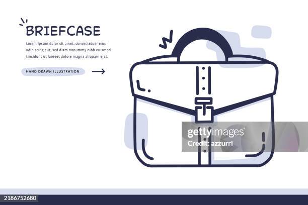 hand-drawn business briefcase illustration - business class stock illustrations
