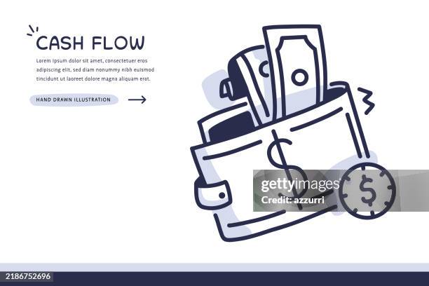 ilustraciones, imágenes clip art, dibujos animados e iconos de stock de ilustración de flujo de caja dibujada a mano - finanzas domésticas