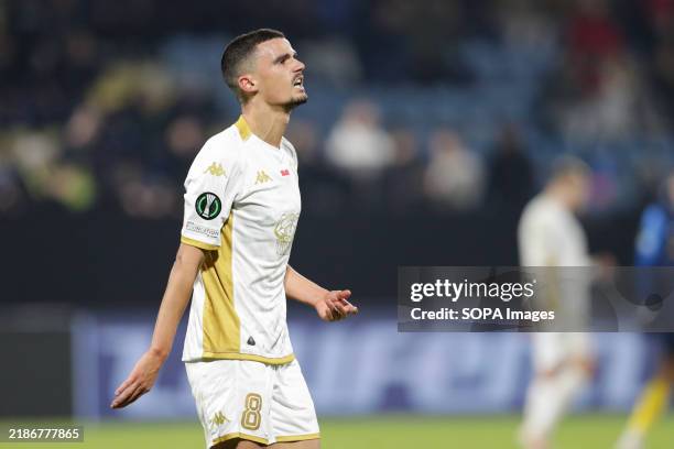 Rui Filipe de Cunha Correia of Jagiellonia Bialystok seen during the UEFA Conference League 2024/2025 match between NK Celje and Jagiellonia...