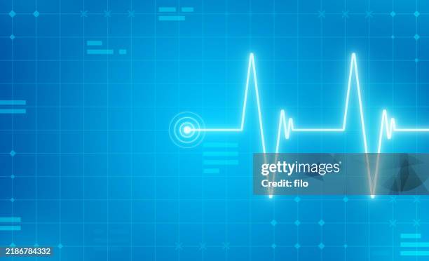 gesundheit herzpuls spur blauer abstrakter hintergrund - pulslinie stock-grafiken, -clipart, -cartoons und -symbole