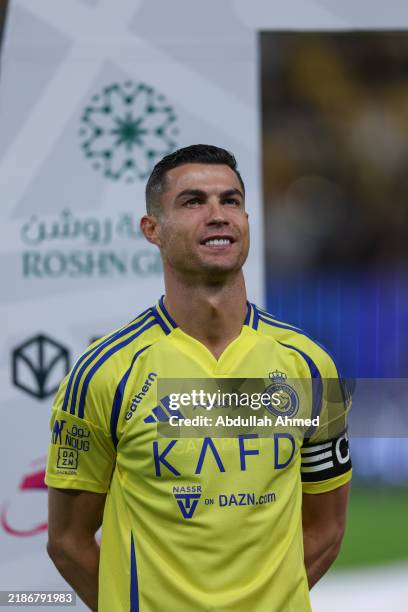 Cristiano Ronaldo Of Al-Nassr FC Lines Up During During The Saudi