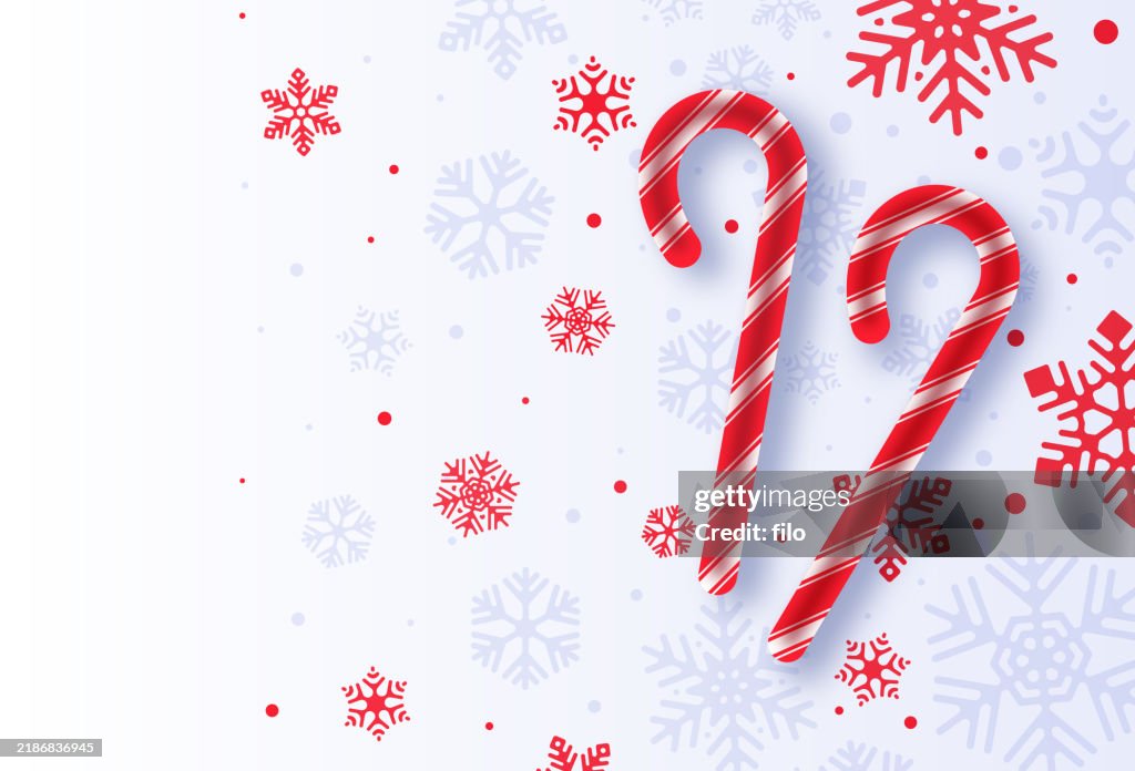 Holiday Christmas Festive Candy Cane Celebration Silver Snow Background