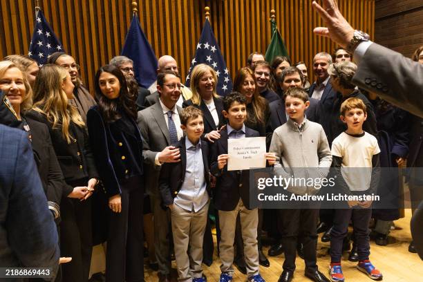 Jessica Tisch, the departing Sanitation Commissioner, celebrates being sworn in as the new New York City Police Commissioner with friends, family,...