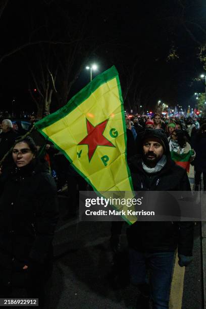 Hundreds of members of the Kurdish community and supporters march through Haringey to protest close to the Kurdish Community Centre on 28th November...