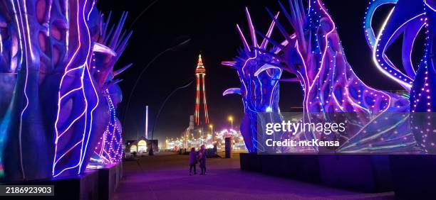 blackpool illuminations - blackpool-lancashire stockfoto's en -beelden