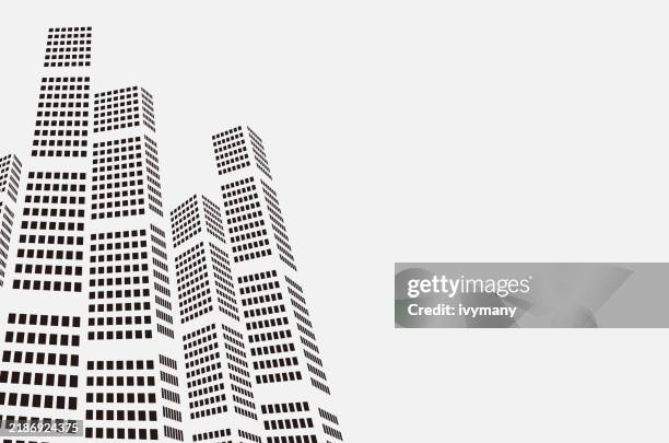 abstract black and white minimal perspective city office architecture pattern background - looking up at buildings stock illustrations