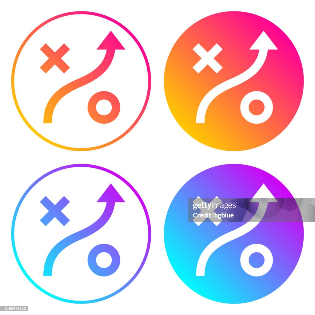 Estrategia. Iconos redondos con degradados de color