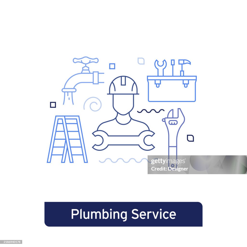 Plumbing Service Concept Vector Illustration. Editable Stroke Vector Design.