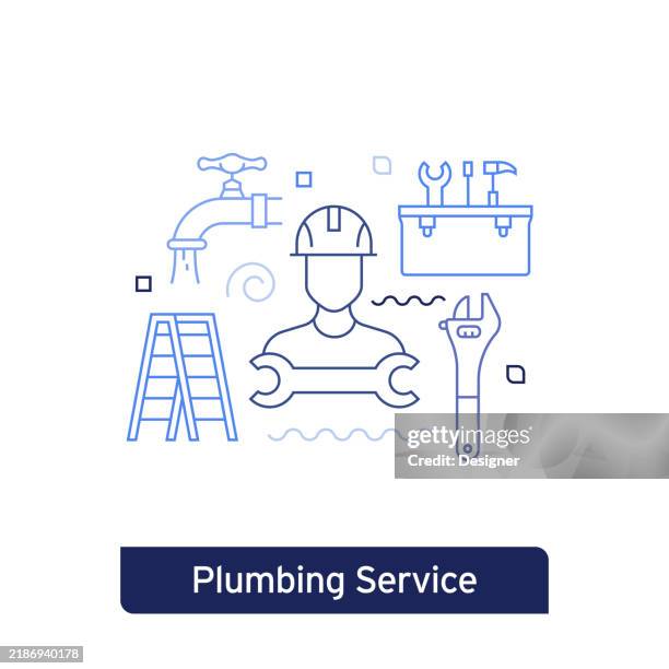 plumbing service concept vector illustration. editable stroke vector design. - pipefitter stock illustrations