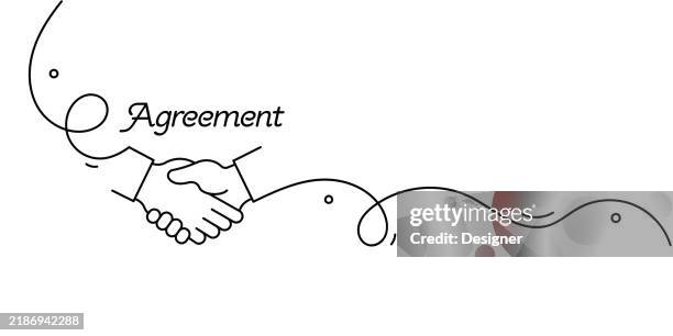 one continuous line drawing of agreement icon. single line vector illustration - contract illustration stock illustrations