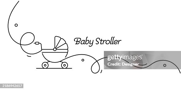 One Continuous Line Drawing of Baby Stroller Icon. Single Line Vector Illustration One Continuous Line Drawing of Baby Stroller Icon. Single Line Vector Illustration