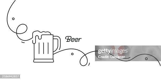 one continuous line drawing of beer icon. single line vector illustration - cold beer stock illustrations