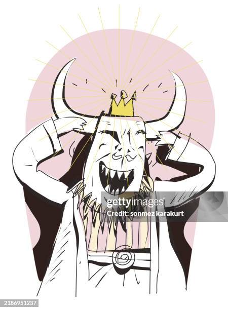 horned viking king - extremism stock illustrations
