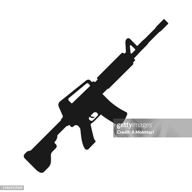 maschinengewehr-symbol. - maschinengewehr stock-grafiken, -clipart, -cartoons und -symbole